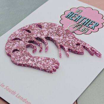 Pink Shrimp Glitter Resin Christmas Tree Decoration, 4 of 4