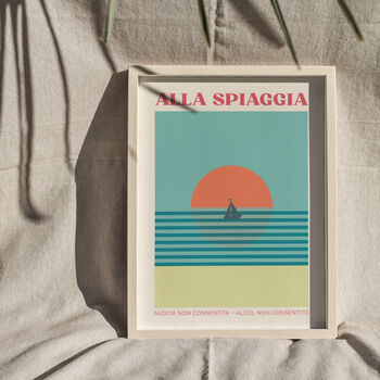 Alla Spiaggia Retro Style Italian Beach Print, 3 of 4