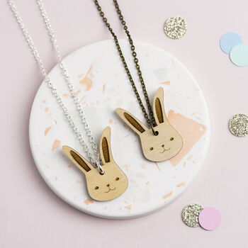 Wooden Bunny Rabbit Necklace By Ginger Pickle