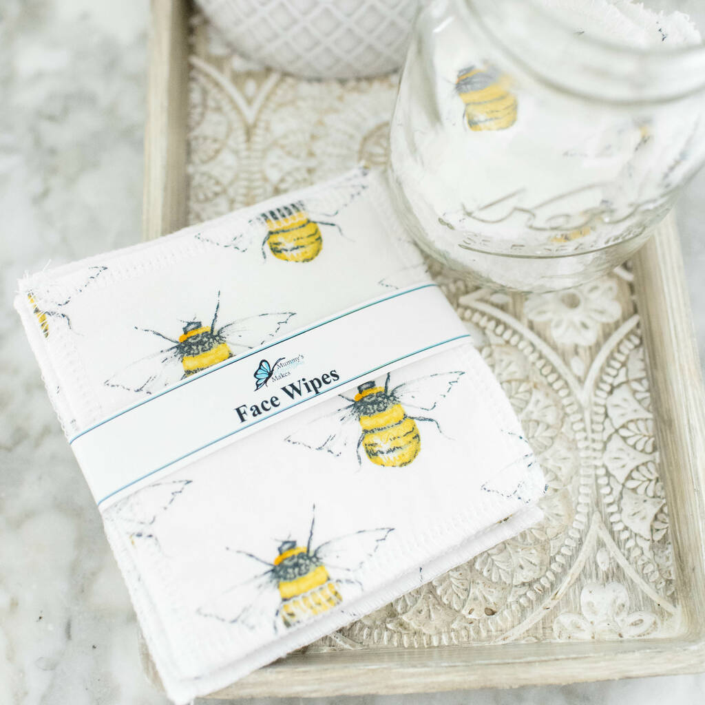 Reusable White Bee Face Wipes, 1 of 4