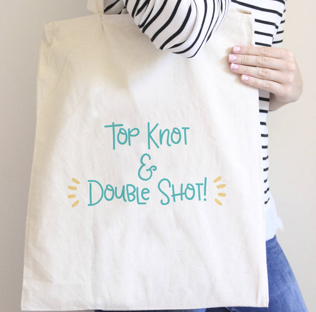 top knot and double shot bag by sarah hurley