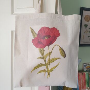 Poppy Illustration Print Cotton Shopper Tote Bag, 5 of 5