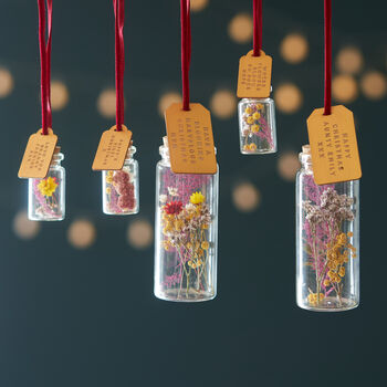 Dried Flowers Hanging Bottle Christmas Bauble, 3 of 6