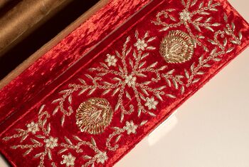 Amna Red Velvet Bridal Bangle Box, 5 of 10