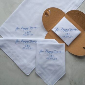 For Happy Tears… Embroidered, Personalised Handkerchief, 2 of 5