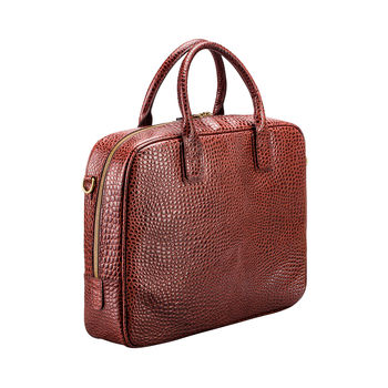 Luxury Leather Soft Briefcase 'Calvino Croco', 5 of 10
