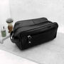 Personalised Men's Black Leather Travel Wash Bag, thumbnail 1 of 3