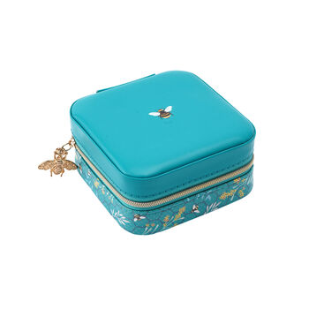 Square Bee Travel Jewellery Box Case Blue, 7 of 7