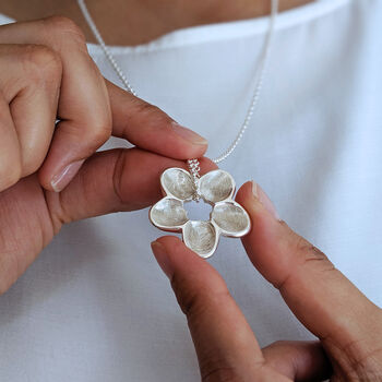 Silver Personalised Fingerprint Flower Necklace, 5 of 9