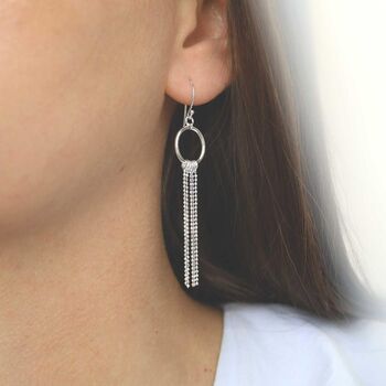 Sterling Silver Tassel Dangly Earrings, 2 of 5