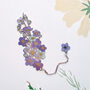 Larkspur July Birth Flower Enamelled Metal Bookmark, thumbnail 3 of 10