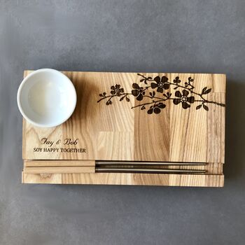 Personalised Wooden Sushi Tray Set, 2 of 6
