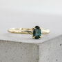 'Mae' Oval Teal Sapphire Solitaire Engagement Ring, thumbnail 8 of 12