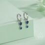 Sterling Silver Tiny Double Sapphire Blue Cz Huggie Hoop Earrings, thumbnail 1 of 11