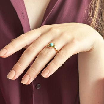 Turquoise Gemstone Sun Ring, 3 of 7
