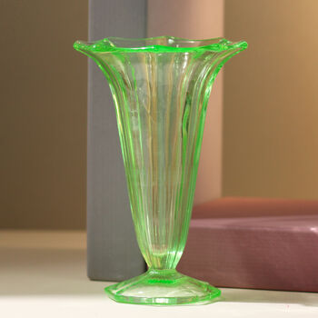 Vintage Mid Century Art Deco Glass Vase Green, 2 of 2