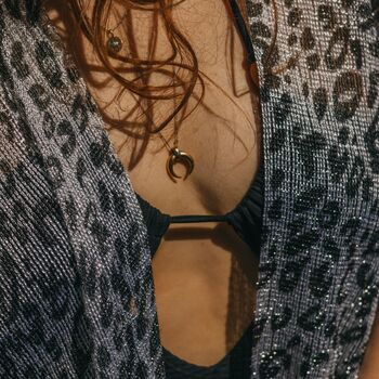 Silver Leopard Viscose Metallic Kimono Beach Coverup, 4 of 5