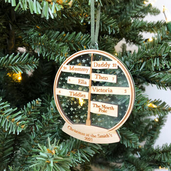 Christmas Family Snow Globe Street Sign Tree Decoration, 4 of 7
