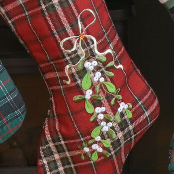 Personalised Tartan Mistletoe Christmas Stocking, 5 of 5