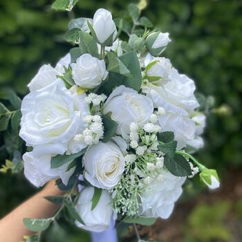 The Charlotte, White Rose And Sage Green Bridal Bouquet, 7 of 12