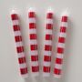 Red Striped Taper Dinner Candles : Set Of Four, thumbnail 1 of 4