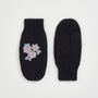 Forget Me Not Knitted Navy Mittens, thumbnail 3 of 5