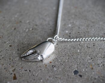 Sterling Silver Large , Crab Claw Pendant Necklace, 5 of 6