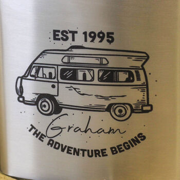 Personalised Campervan Adventure Hip Flask Camping Gift, 2 of 4