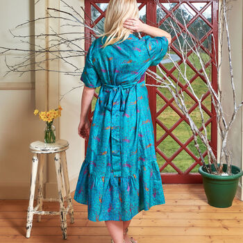 Zaria Silk Print Embroidered Dress 30, 2 of 3