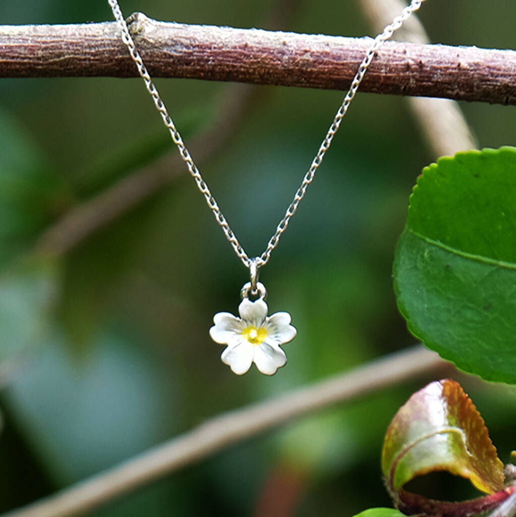 Real Pressed Birth Flower Pendant Necklace in Gold - February