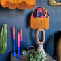 Sadie Vintage Fringed Dome Lampshade In Electric Leopard, thumbnail 6 of 6