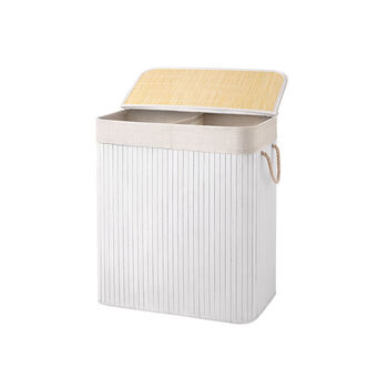 100 L White Two Sections Clothes Laundry Basket, 5 of 7
