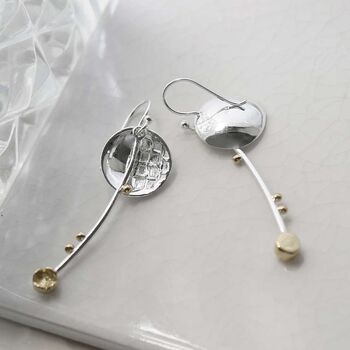 Sterling Silver Abstract Comet Earrings, 3 of 5