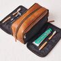 Personalised Fold Out Leather Wash Bag For Men, thumbnail 1 of 8