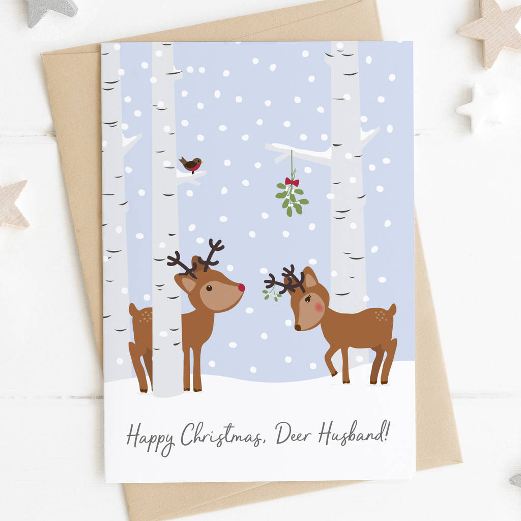 Download happy christmas, deer husband / wife personalised card by ...