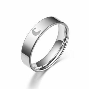 Stainless Steel Couple Moon And Sun Promise Ring, 5 of 8