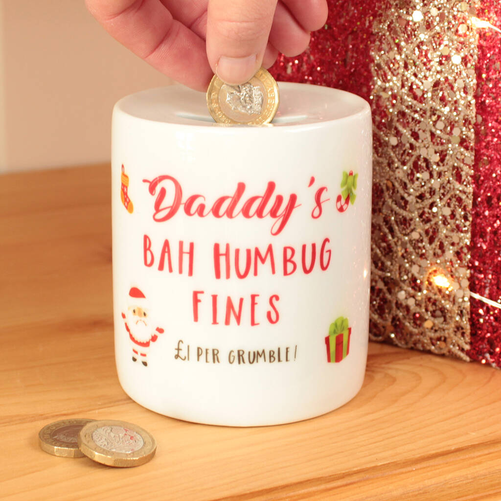 Personalised Bah Humbug Christmas Jar Ceramic Money Pot By Dreams To