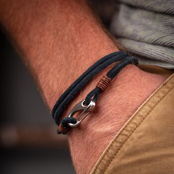 Men's Suede Leather Double Wrap Bracelet, 3 of 10