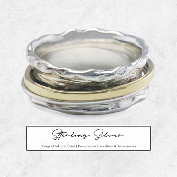 Personalised Sterling Silver Brass Crown Spinner Ring, 2 of 8