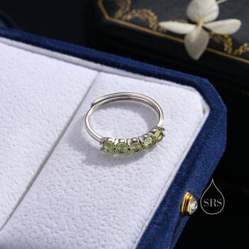Sterling Silver Natural Peridot Half Infinity Ring, 4 of 12