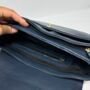 Multi Compartment Womens Leather Handbag Shoulder Bag In Navy Blue, thumbnail 6 of 8