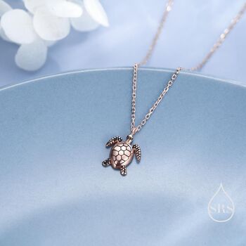 Sea Turtle Pendant Necklace In Sterling Silver, 7 of 12
