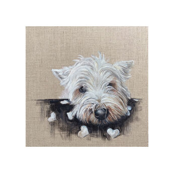 Custom Pet Portrait Painting On Linen Canvas Board, 8 of 12