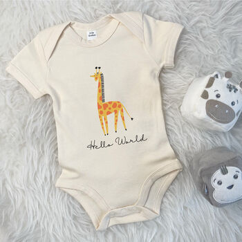 Hello World Giraffe Jungle Babygrow, 3 of 10