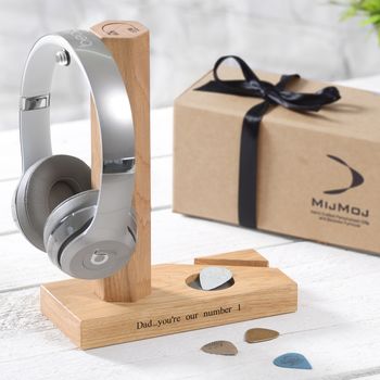 Personalised Solid Oak Headphone Stand, 11 of 12