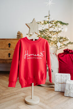 Santa's Little Helper Jumper Children's Personalised Christmas Jumper, 4 of 11