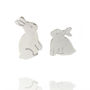 Bunny Stud Earrings In Solid 925 Sterling Silver, thumbnail 1 of 6
