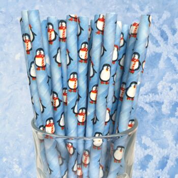 Christmas Paper Straws, Penguins And Snowmen Design, 3 of 4