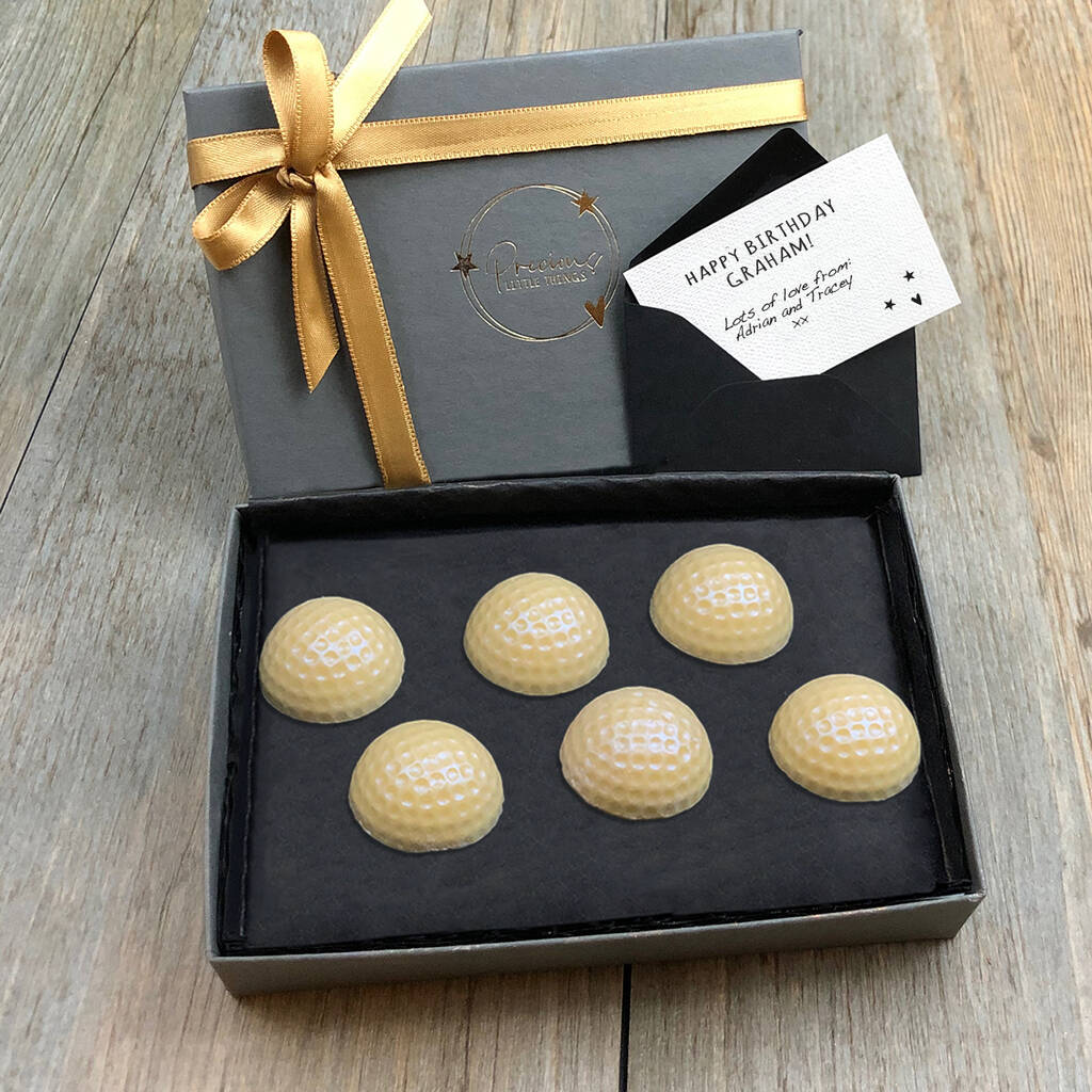 Golf Balls Personalised White Chocolate Letterbox By Precious Little