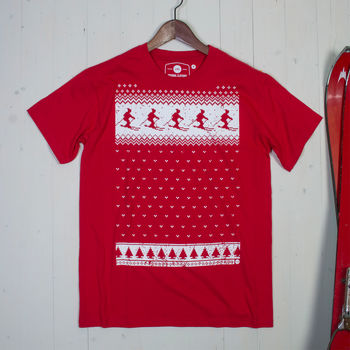 Mens Festive Christmas Ski Tshirt, 4 of 7